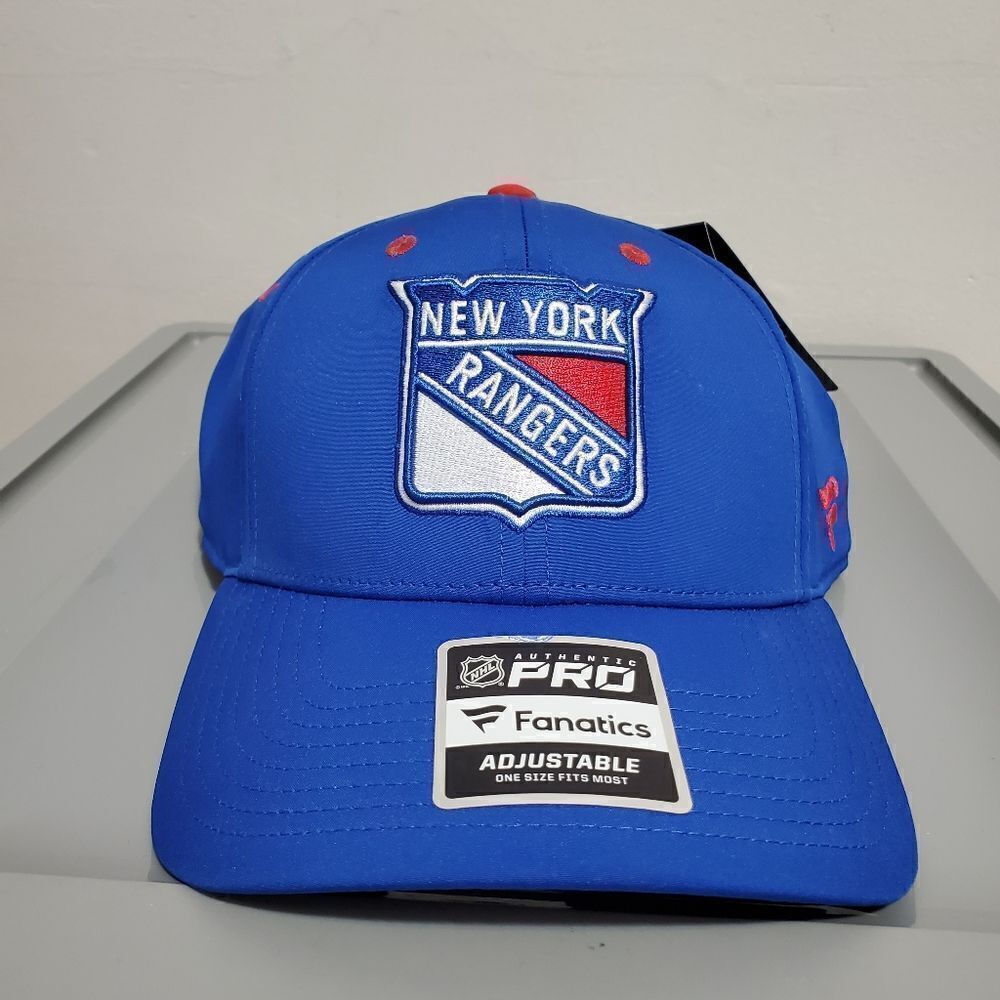 NWT NHL New York Rangers  Fanatics Adjustable Hat OSFA Authentic Pro BLUE
